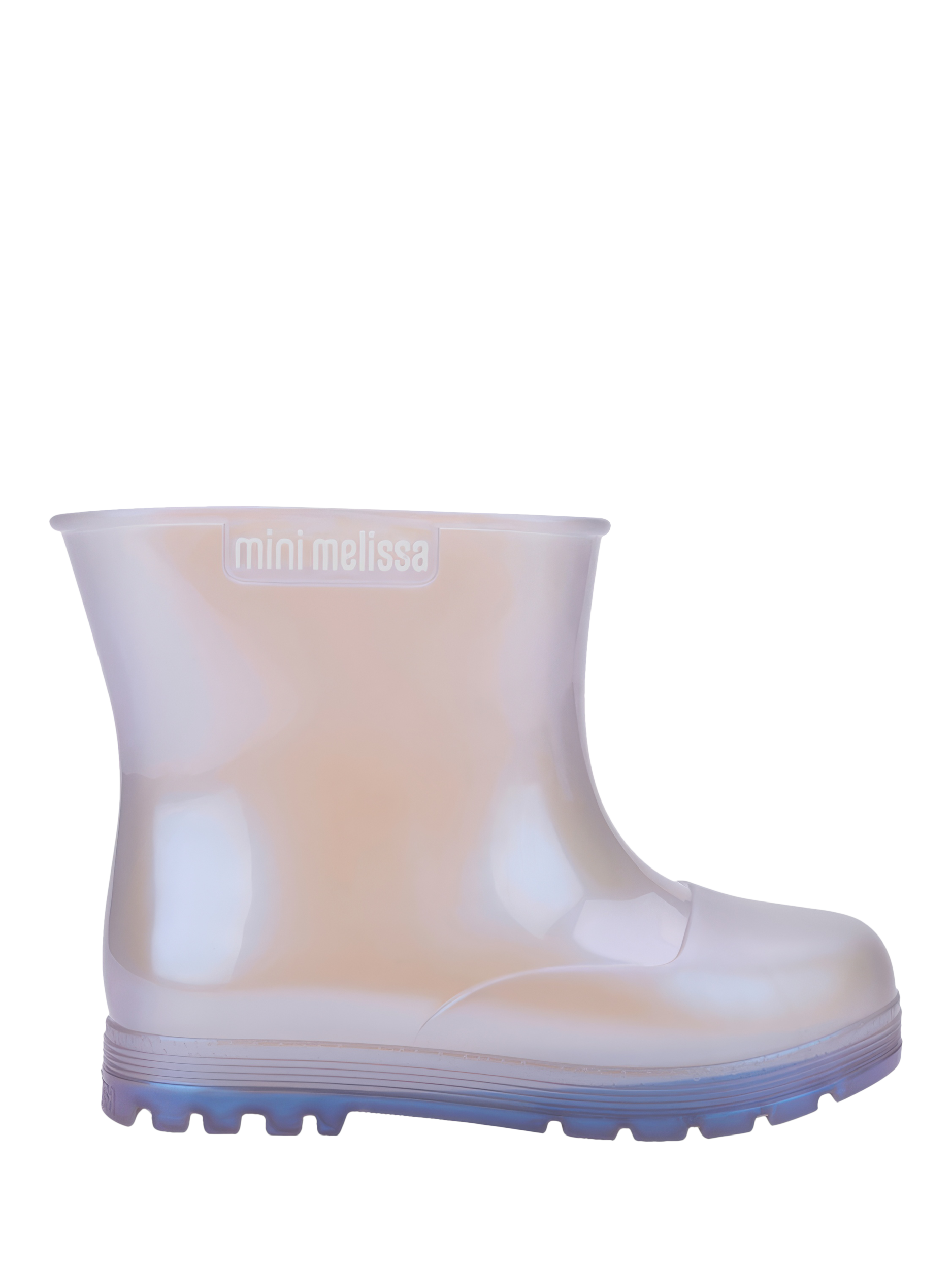Product image 1 of 4, which shows Mini Melissa Kids' Waterproof Welly Boots, Pearly Blue, 4 Jnr