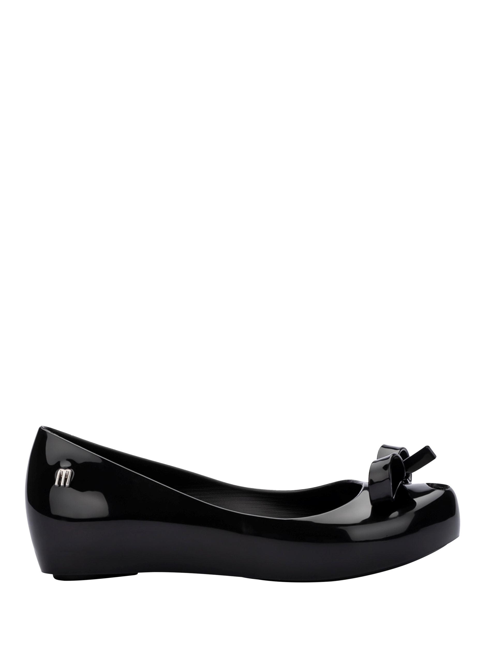 Product image 1 of 4, which shows Mini Melissa Kids' Jelly Bow Ballet Flats, Black, 10 Jnr