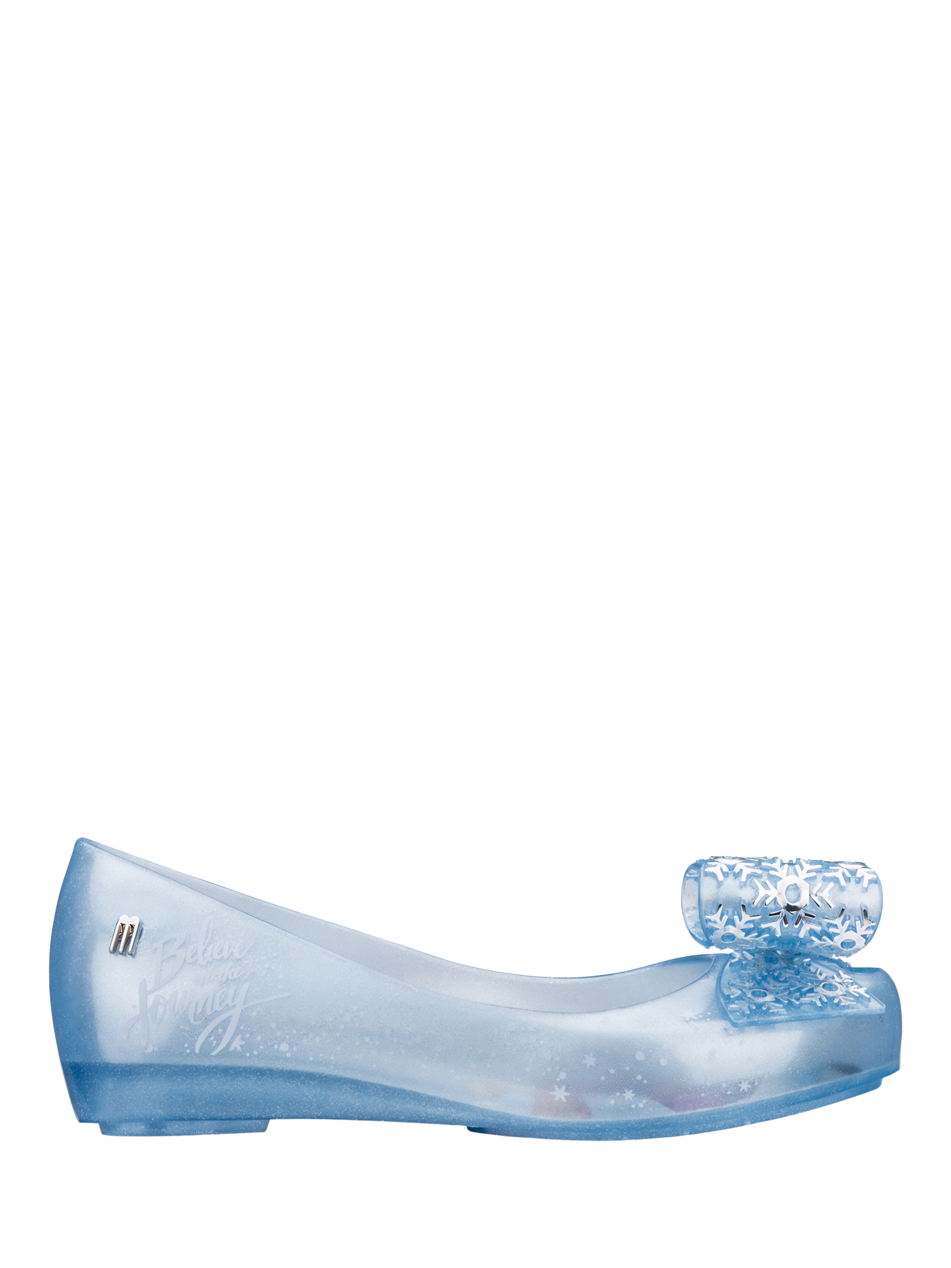 Product image 1 of 5, which shows Mini Melissa Kids' Ultragirl x Frozen Jelly Ballet Flats, Pearl/Blue, 10 Jnr