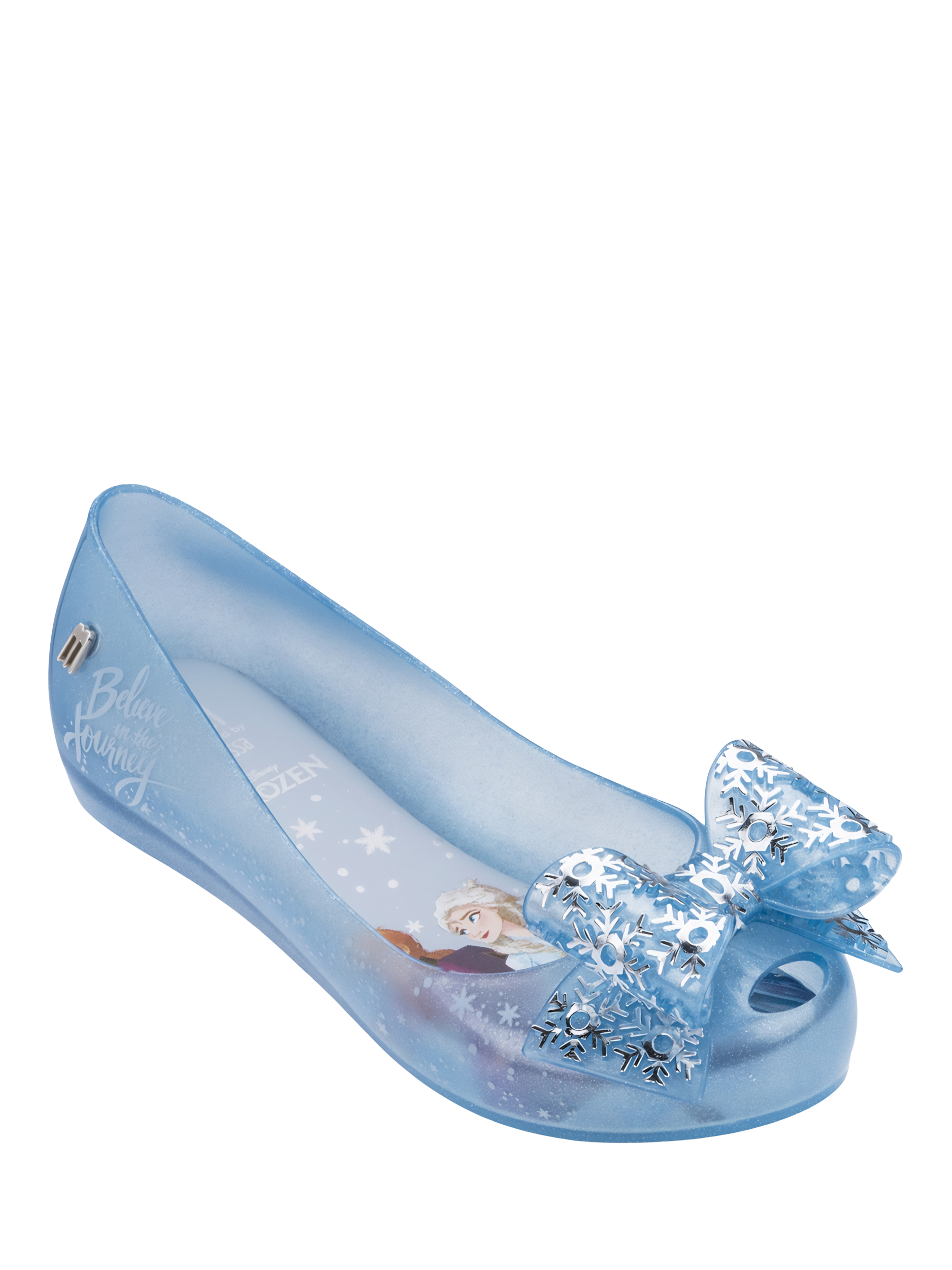Product image 2 of 5, which shows Mini Melissa Kids' Ultragirl x Frozen Jelly Ballet Flats, Pearl/Blue, 10 Jnr