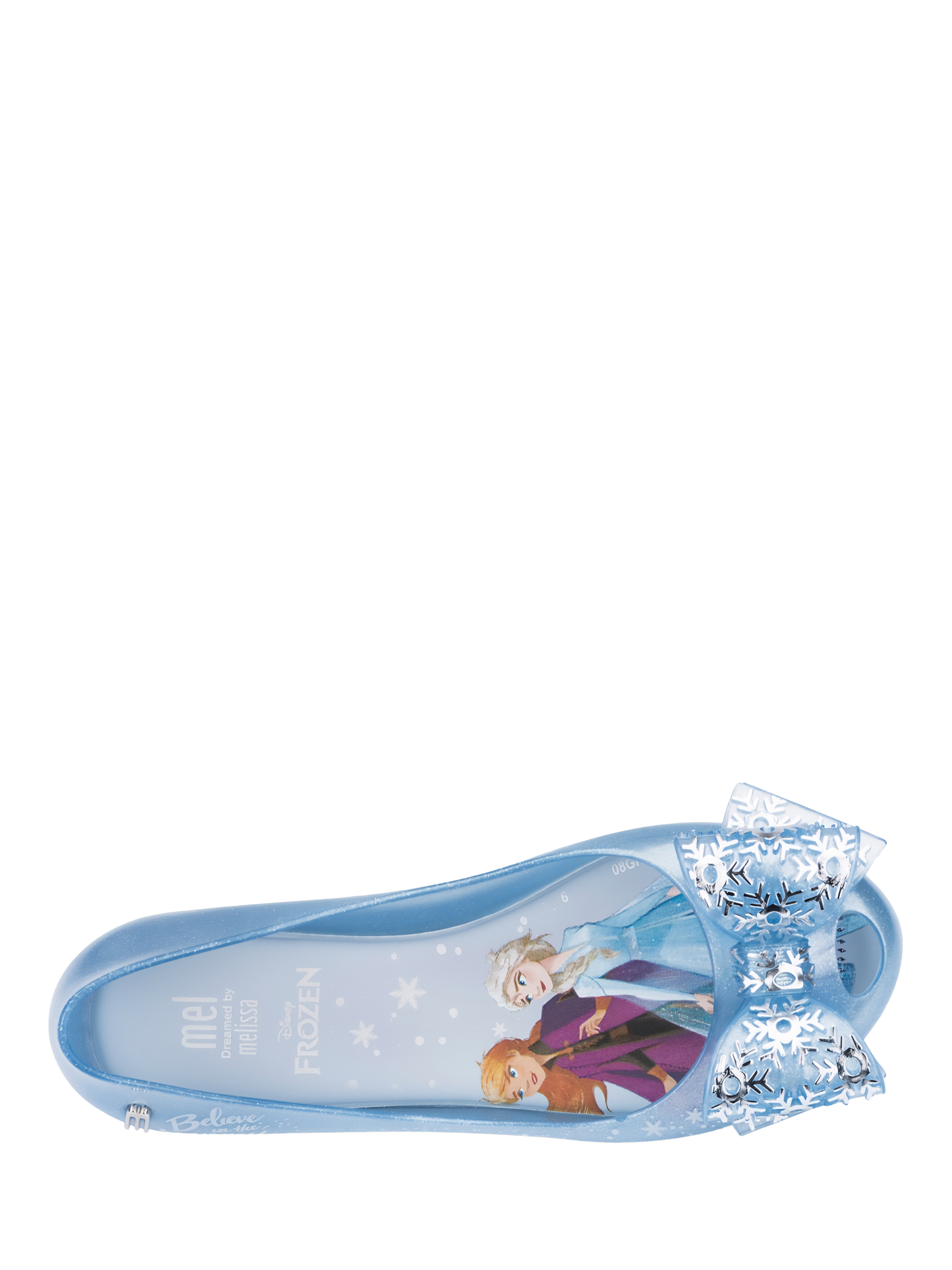 Product image 5 of 5, which shows Mini Melissa Kids' Ultragirl x Frozen Jelly Ballet Flats, Pearl/Blue, 10 Jnr