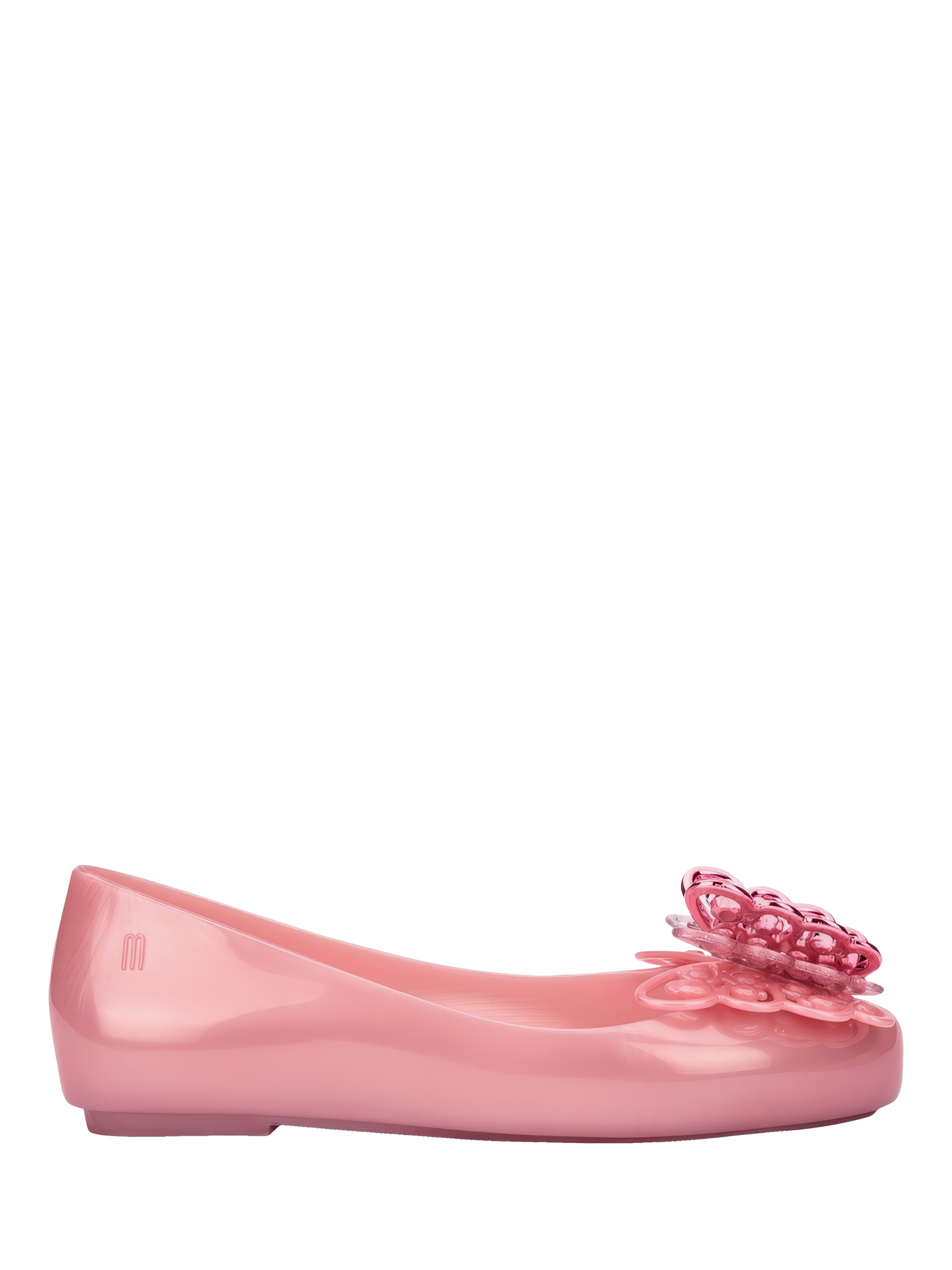 Product image 1 of 4, which shows Mini Melissa Kids' Jelly Butterfly Ballet Flats, Pearly Pink, 10 Jnr