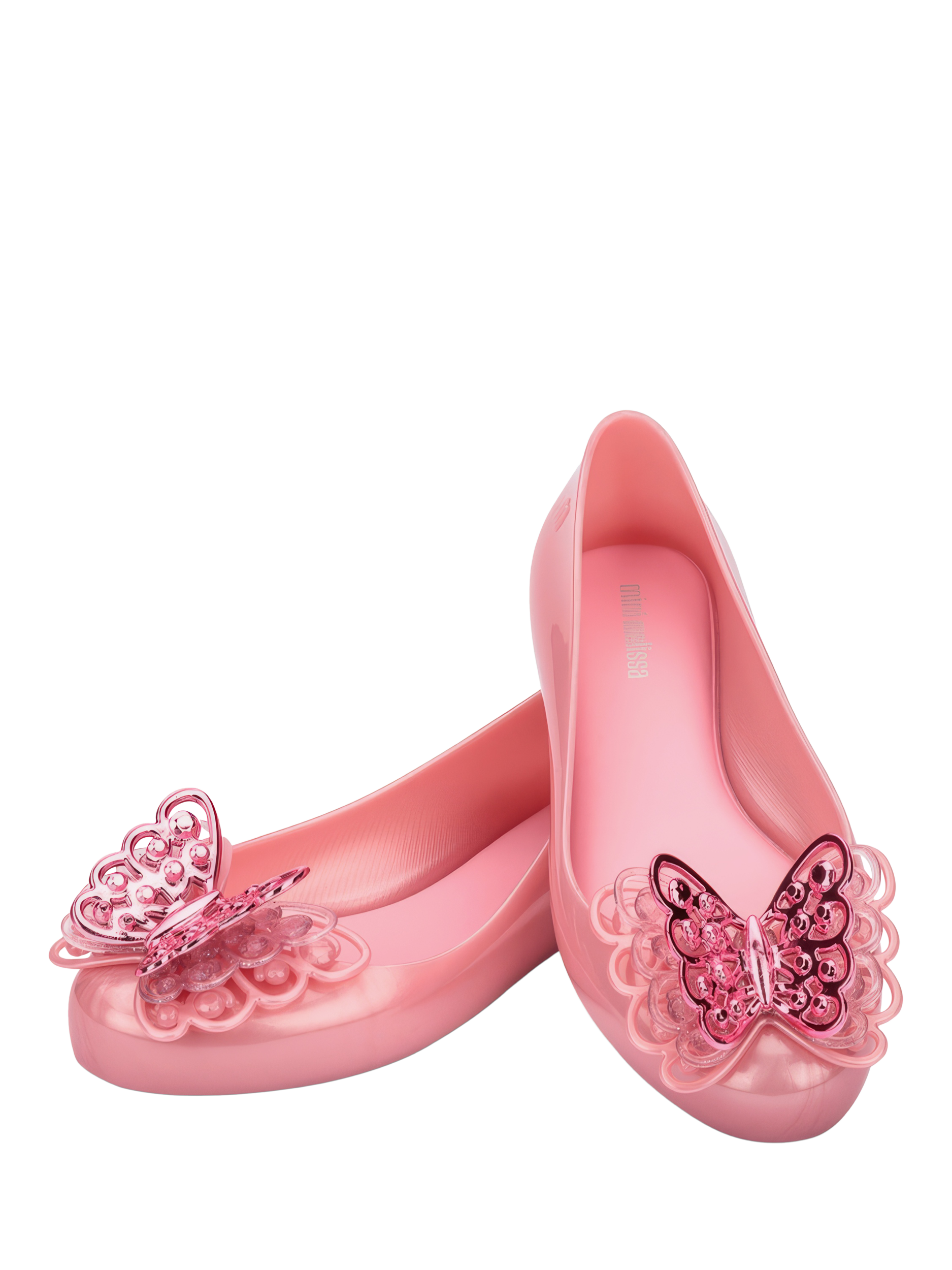Product image 2 of 4, which shows Mini Melissa Kids' Jelly Butterfly Ballet Flats, Pearly Pink, 10 Jnr