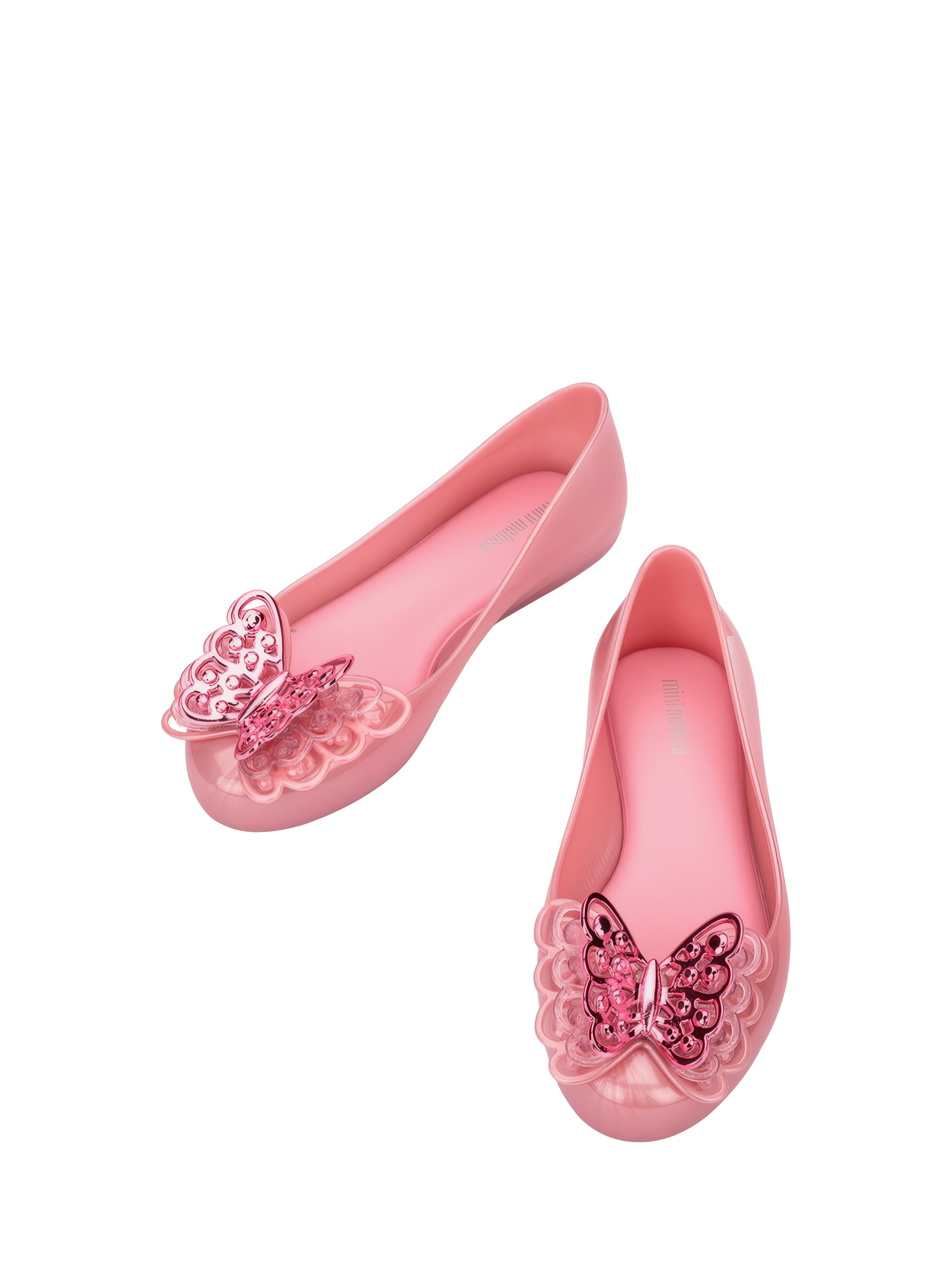 Product image 3 of 4, which shows Mini Melissa Kids' Jelly Butterfly Ballet Flats, Pearly Pink, 10 Jnr