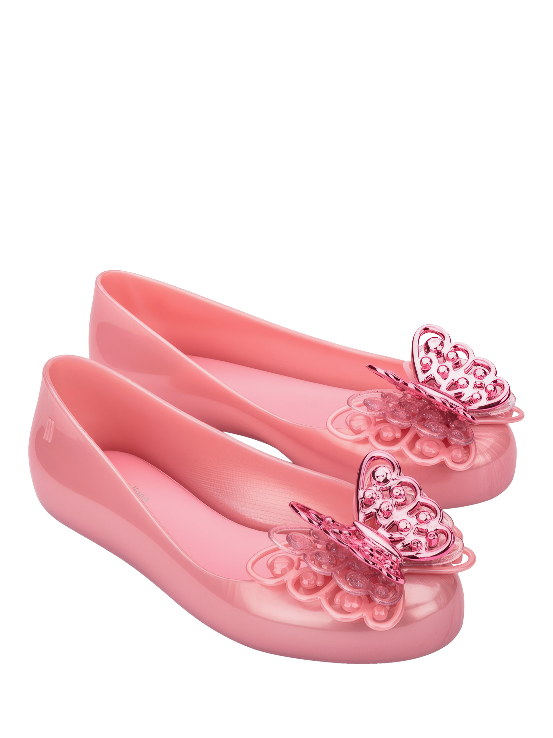 Product image 4 of 4, which shows Mini Melissa Kids' Jelly Butterfly Ballet Flats, Pearly Pink, 10 Jnr
