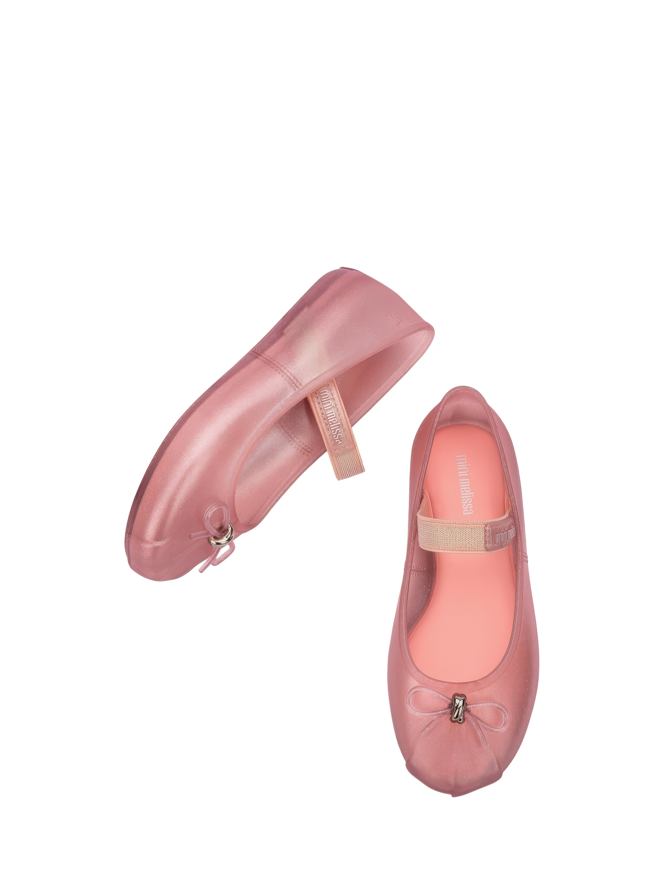 Product image 3 of 4, which shows Mini Melissa Sophie Jelly Ballet Flats, Pearly Pink, 12 Jnr