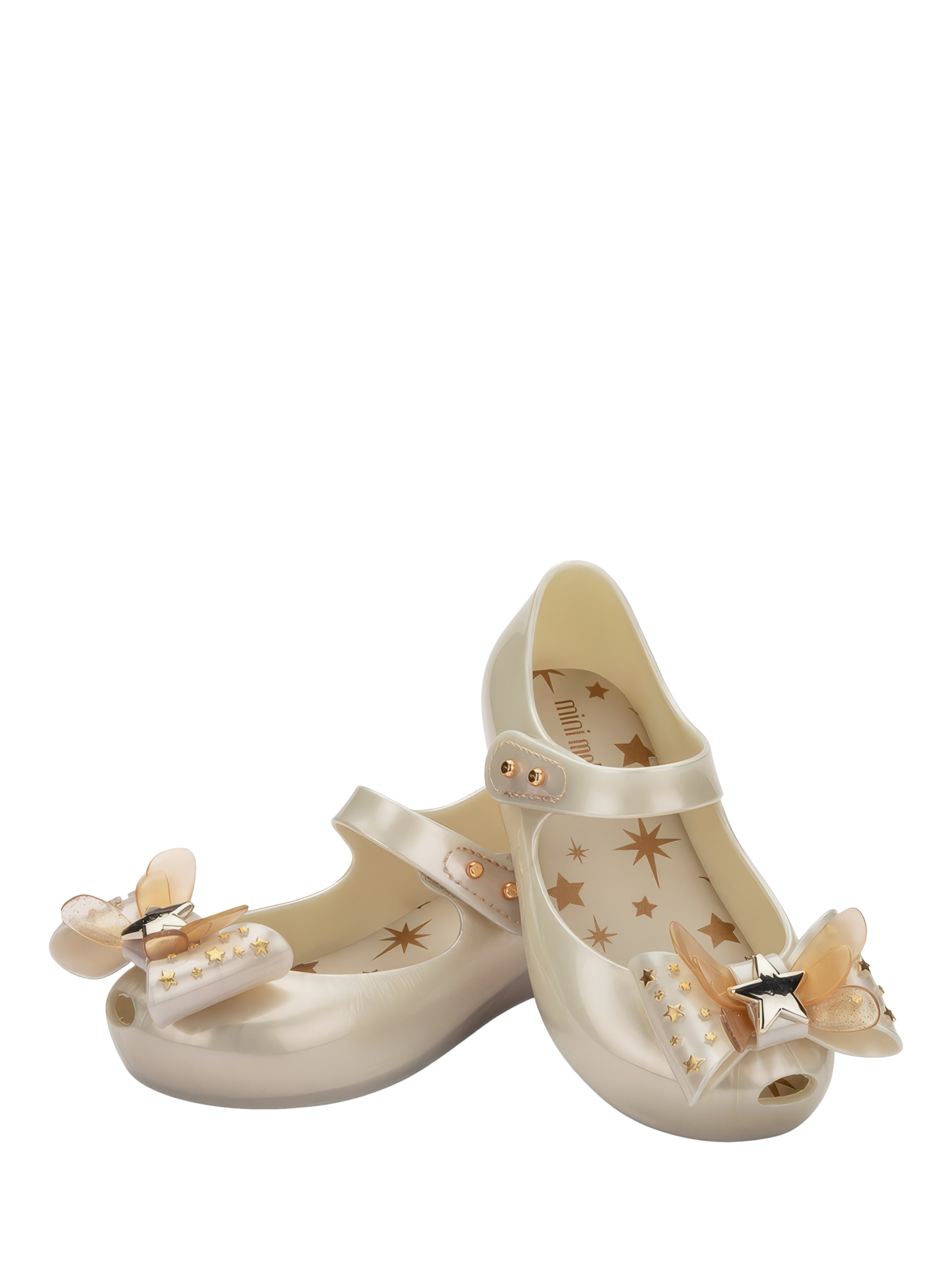 Mini Melissa Kids Strappy Jelly Bow Butterfly Ballet Flats White