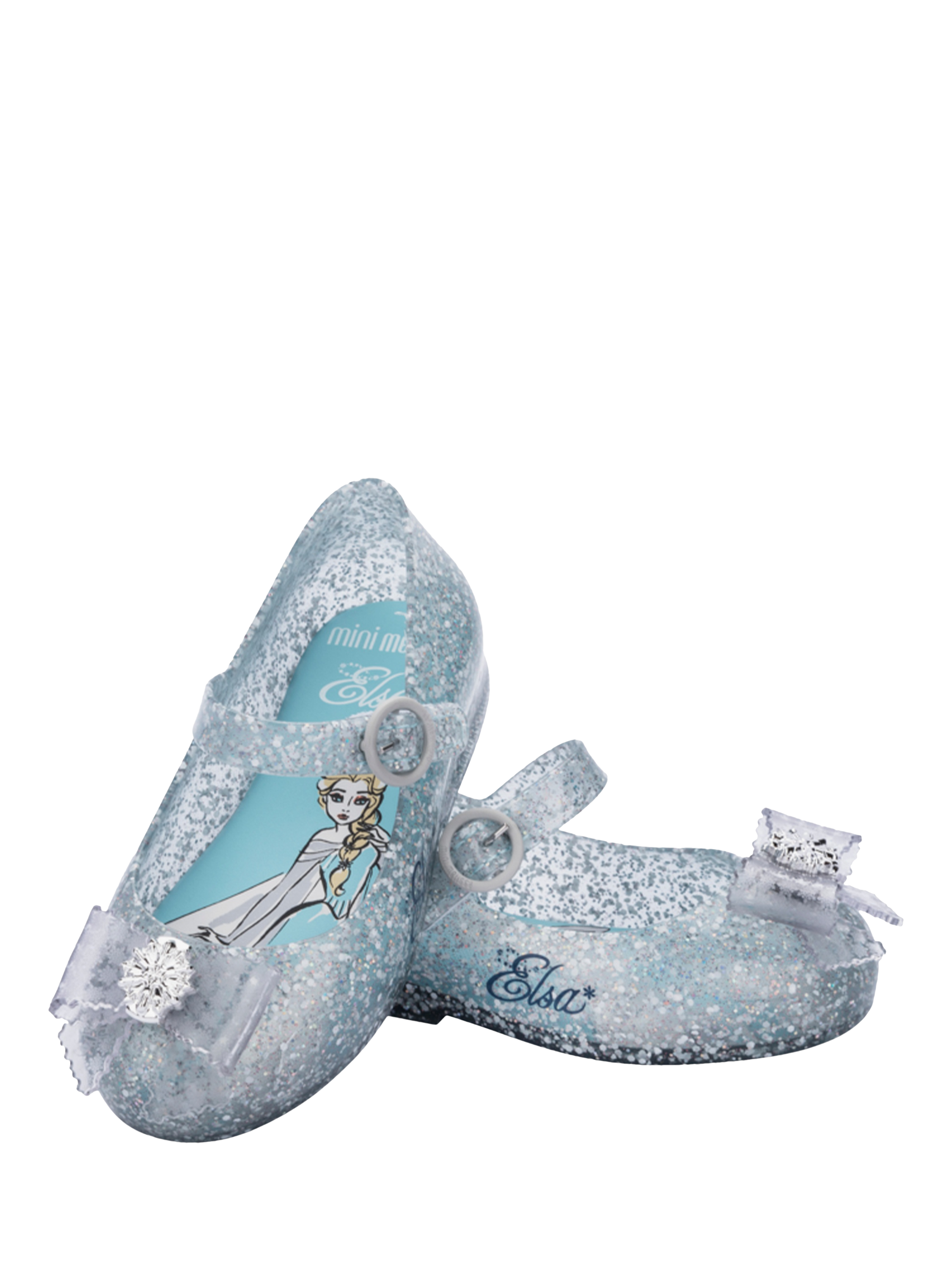 Product image 2 of 4, which shows Mini Melissa Kids' Disney Frozen Glitter Jelly Shoes, Blue, 4 Jnr