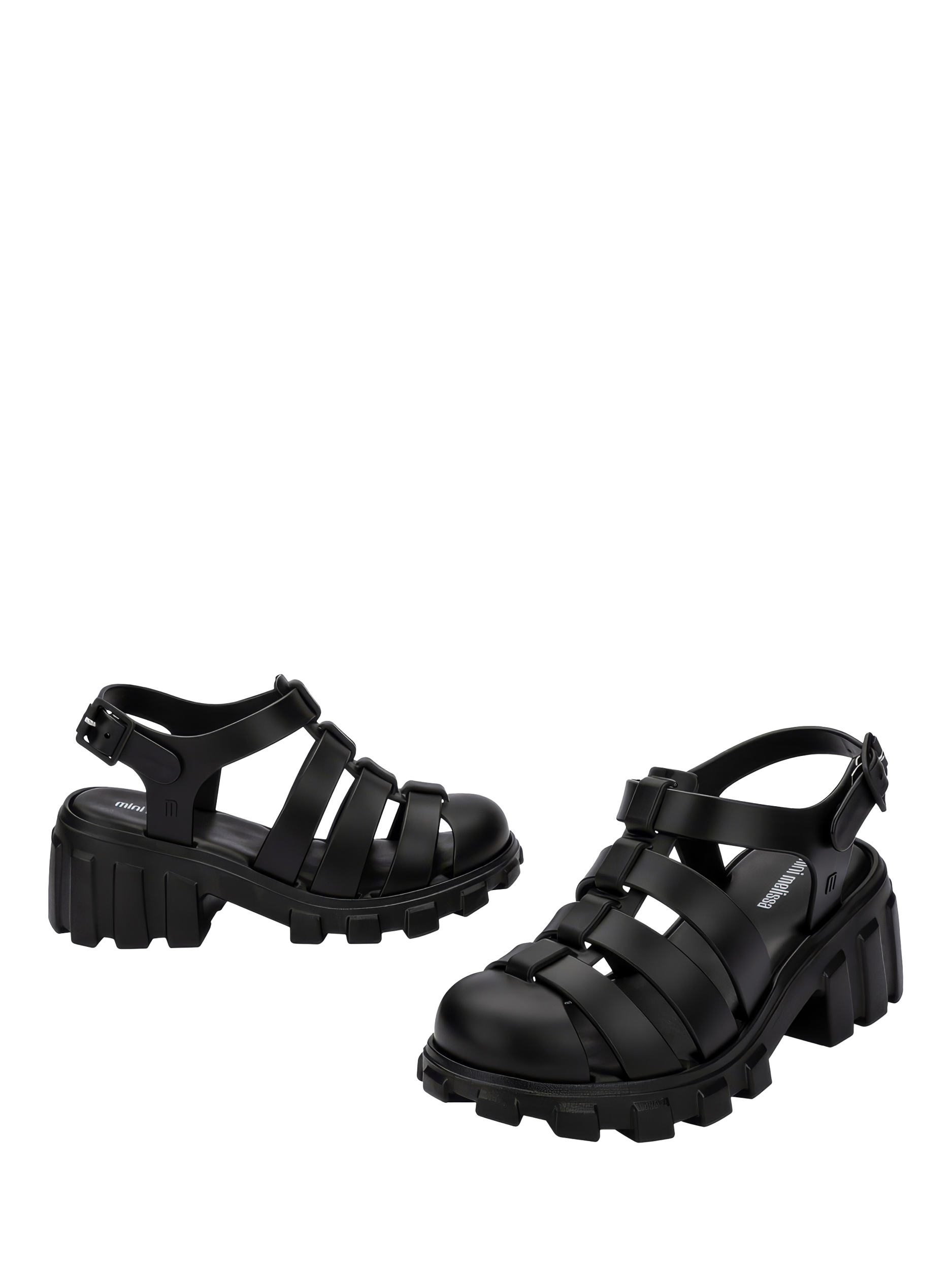 Product image 3 of 5, which shows Mini Melissa Kids' Megan Jelly Sandals, Black, 1 Jnr