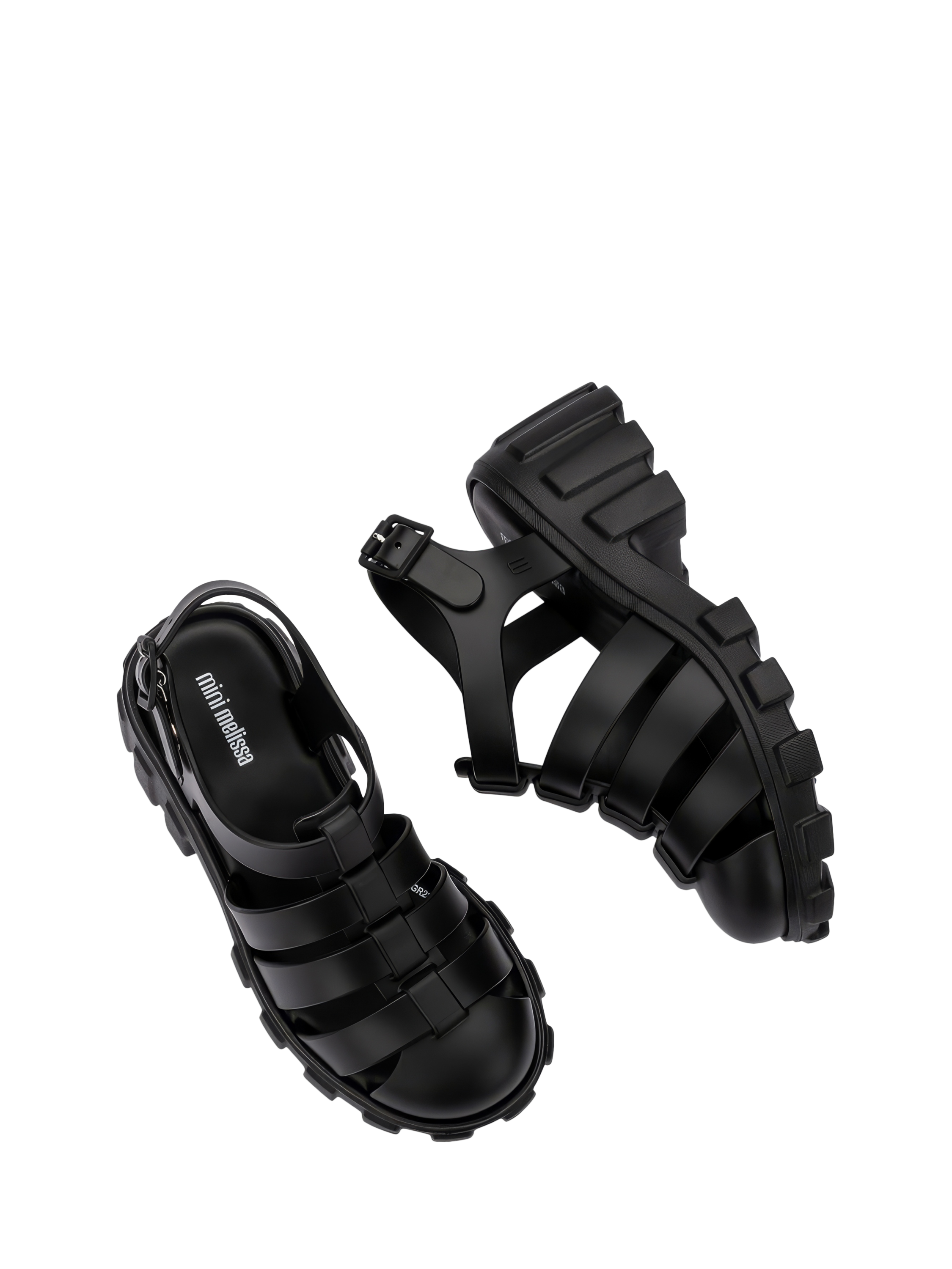 Product image 4 of 5, which shows Mini Melissa Kids' Megan Jelly Sandals, Black, 1 Jnr