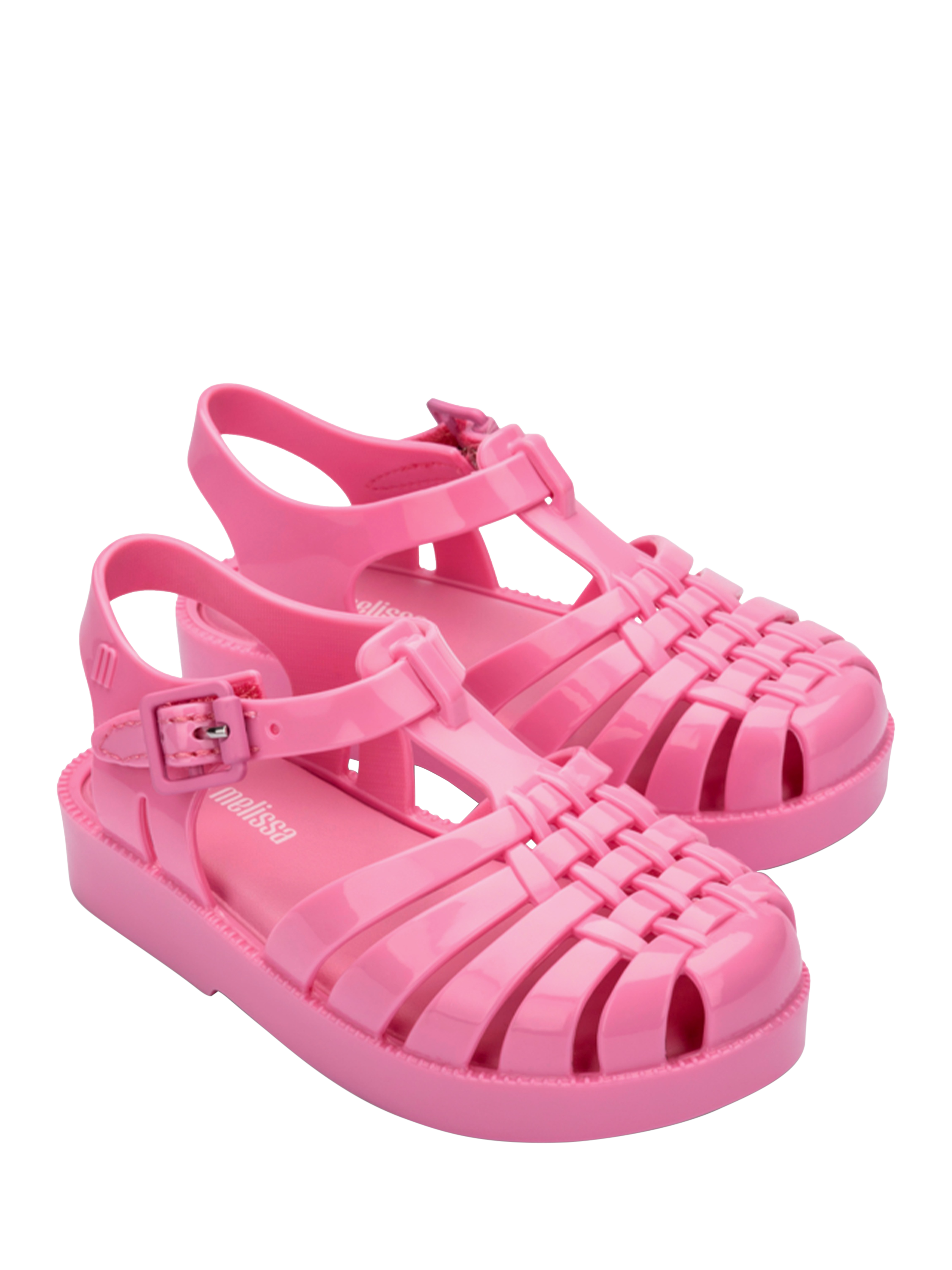 Product image 4 of 4, which shows Mini Melissa Kids' Closed Toe Jelly Sandals, Pink, 4 Jnr
