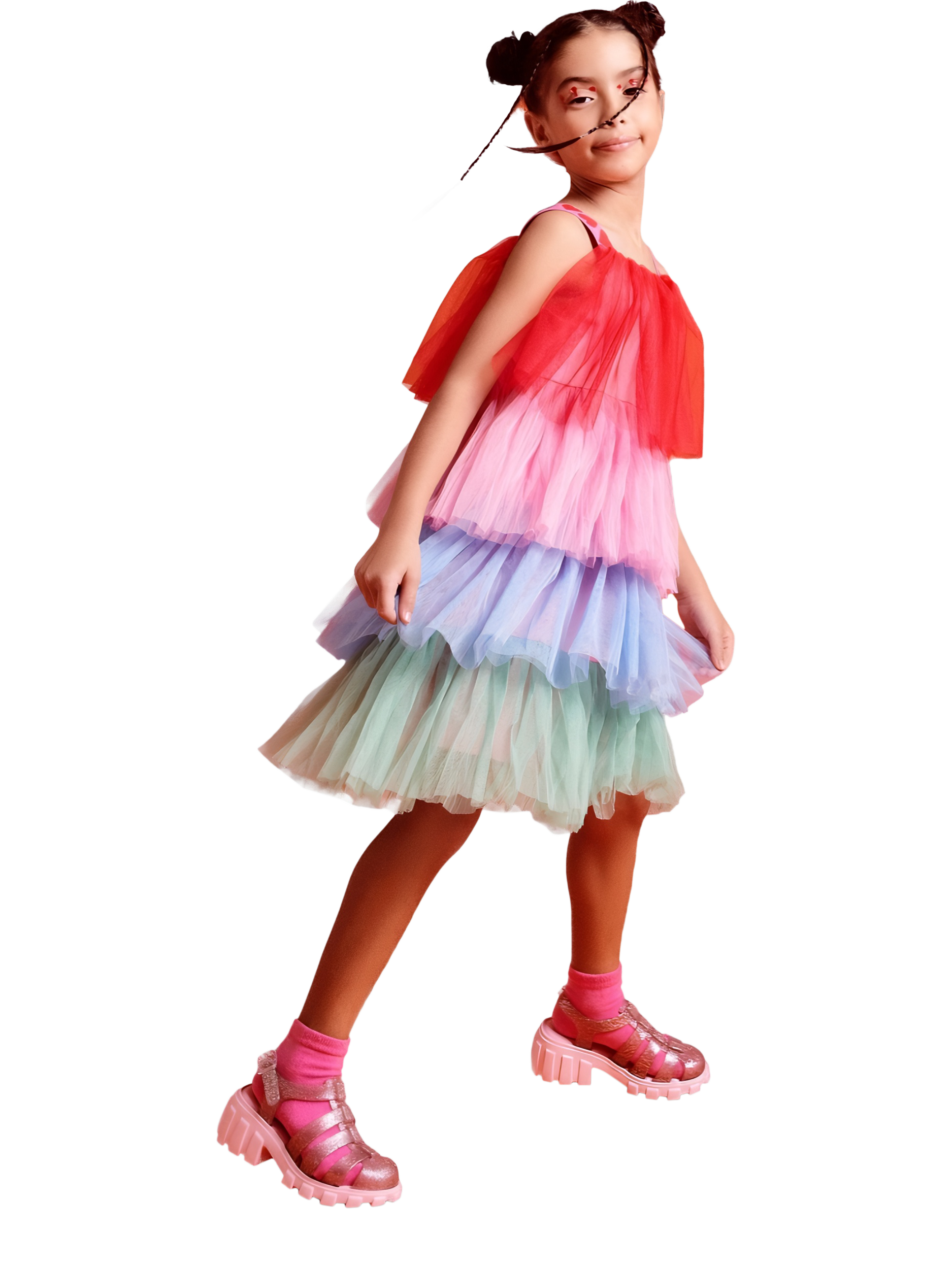 Product image 2 of 6, which shows Mini Melissa Kids' Megan Glitter Jelly Sandals, Pink, 10 Jnr