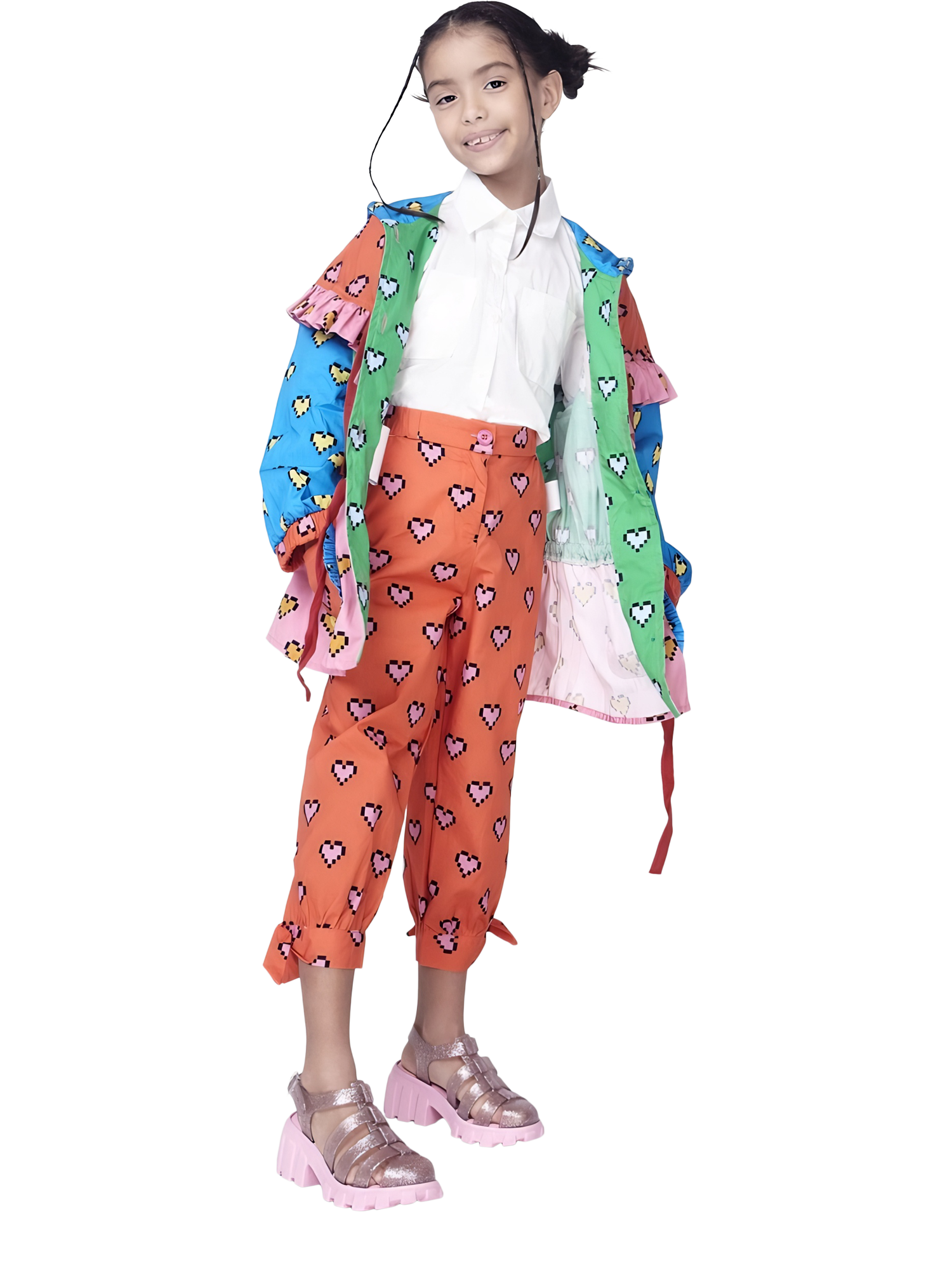 Product image 4 of 6, which shows Mini Melissa Kids' Megan Glitter Jelly Sandals, Pink, 10 Jnr