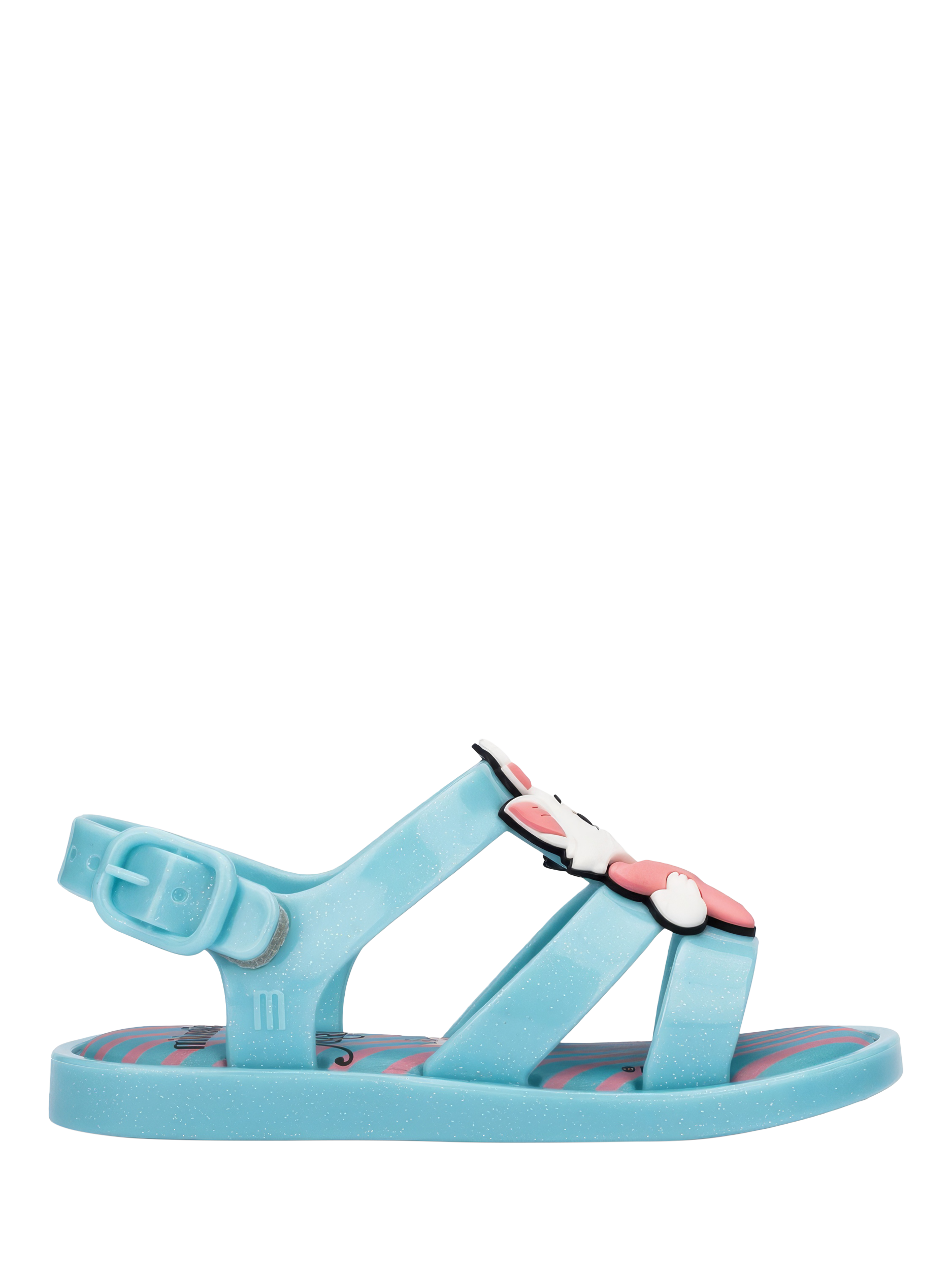 Product image 1 of 3, which shows Mini Melissa Kids' Colorland + Disney Marie Jelly Sandals, Blue/Pink, 4 Jnr