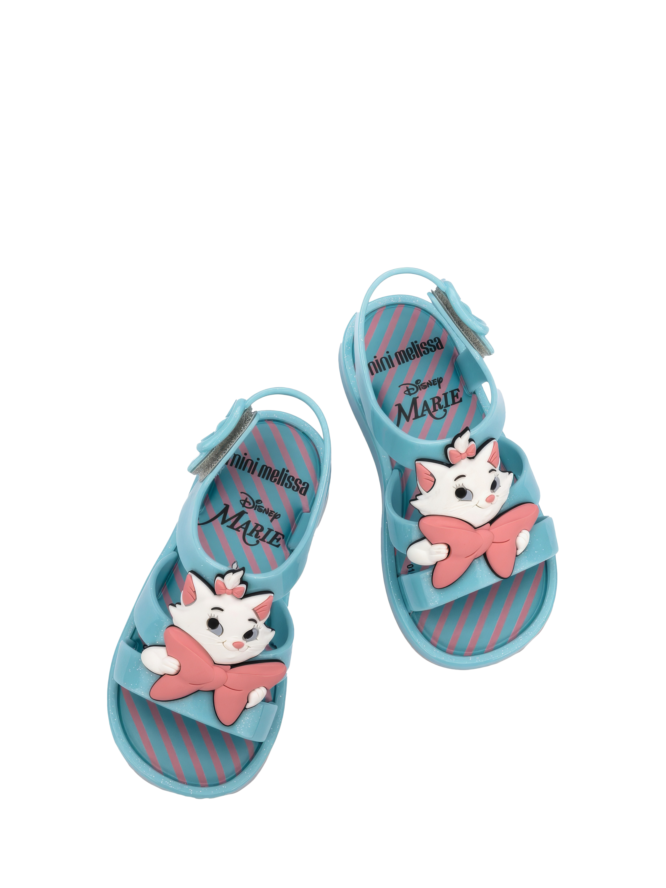 Product image 2 of 3, which shows Mini Melissa Kids' Colorland + Disney Marie Jelly Sandals, Blue/Pink, 4 Jnr