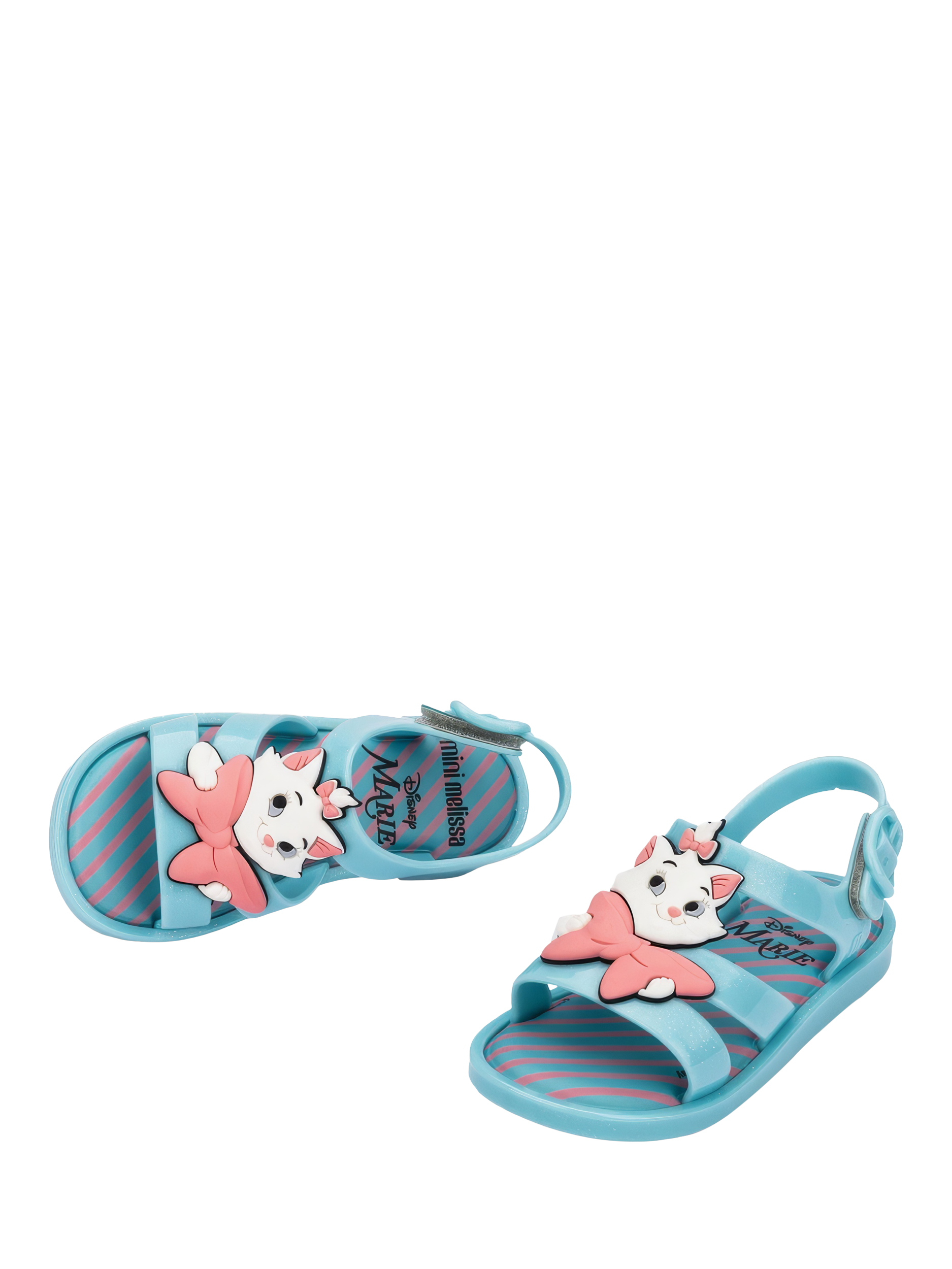 Product image 3 of 3, which shows Mini Melissa Kids' Colorland + Disney Marie Jelly Sandals, Blue/Pink, 4 Jnr