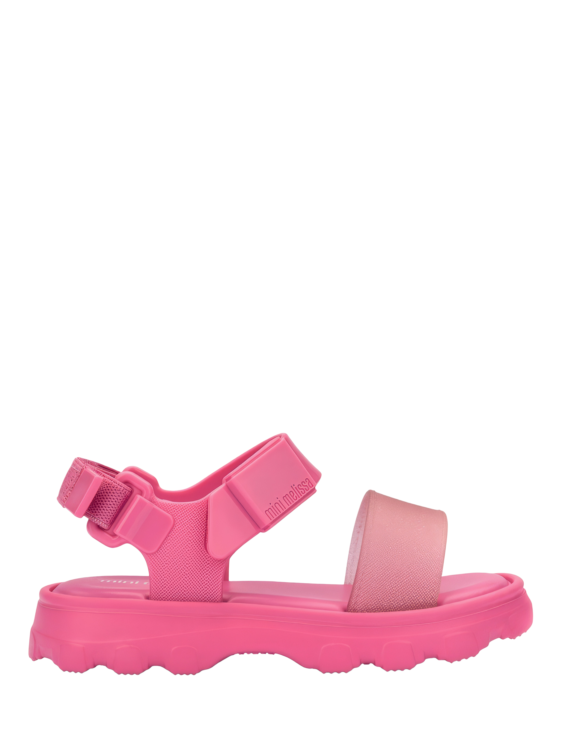 Product image 1 of 3, which shows Mini Melissa Kids' Kick Off Riptape Sandals, Pink, 4 Jnr