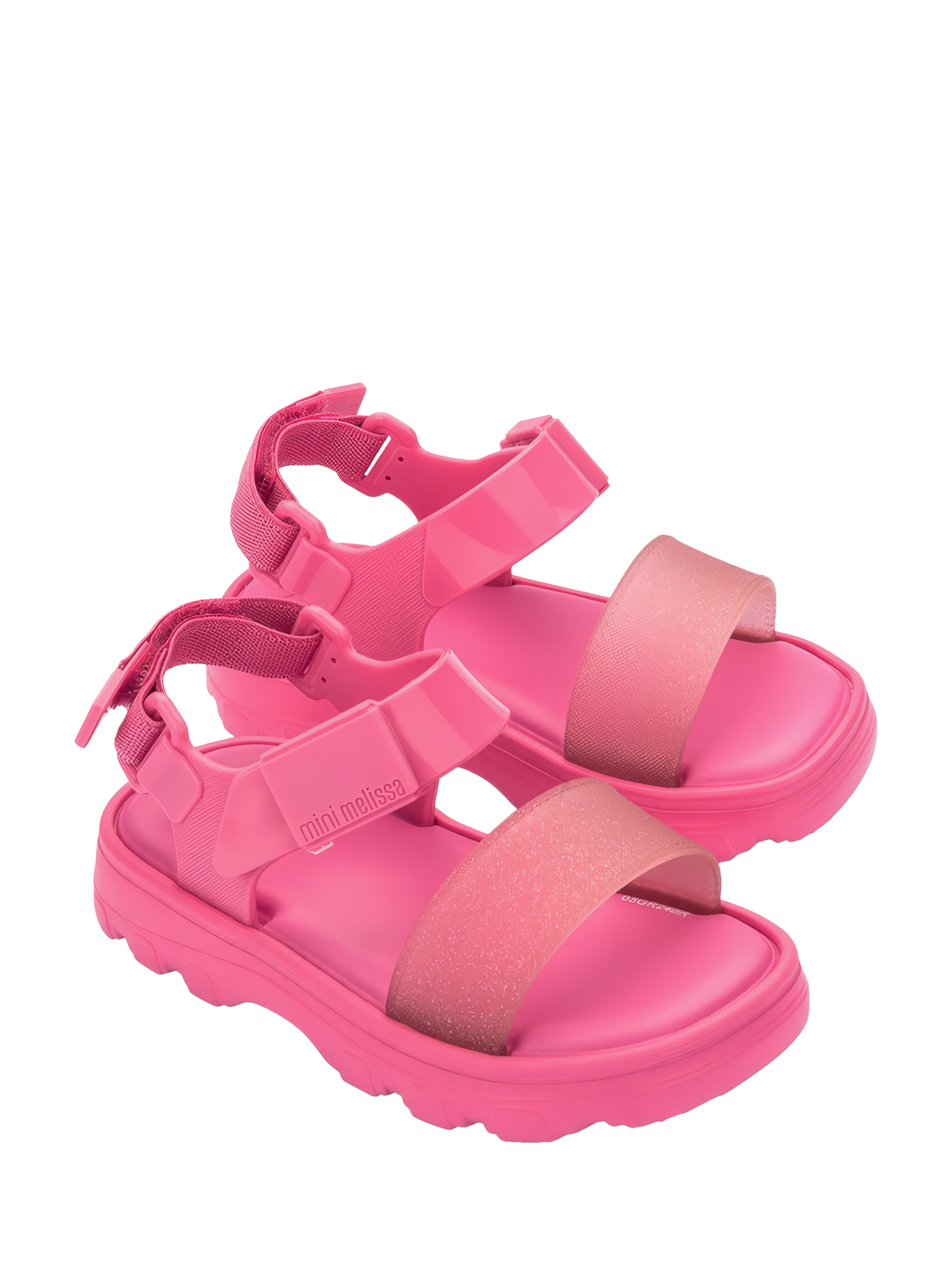 Product image 3 of 3, which shows Mini Melissa Kids' Kick Off Riptape Sandals, Pink, 4 Jnr