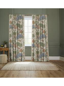 John Lewis x Sanderson Pamir Garden Print Pair Lined Pencil Pleat Curtains, Flax/Olive
