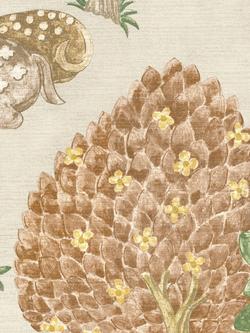 John Lewis x Sanderson Pamir Garden Print Pair Lined Pencil Pleat Curtains - view 2, Flax/Olive