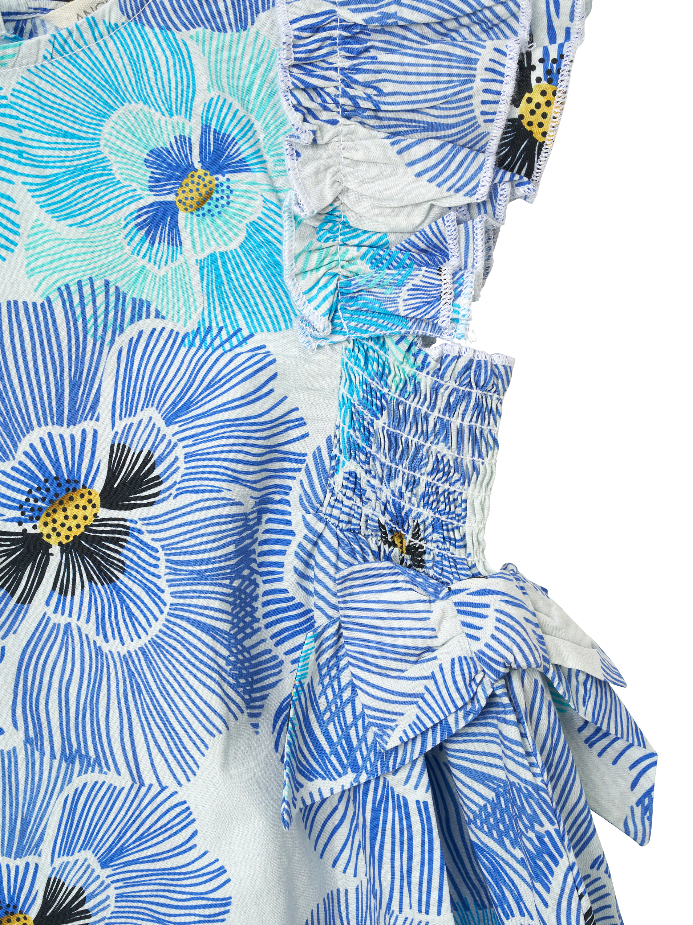 Product image 7 of 7, which shows Angel & Rocket Baby Pansy Print Dress, Blue, 3-6 months