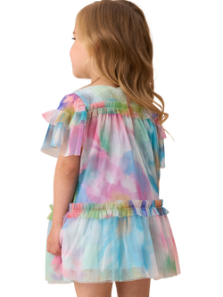 Angel & Rocket Kids' Floral Print Mesh Dress, Multi - view 2, Multi