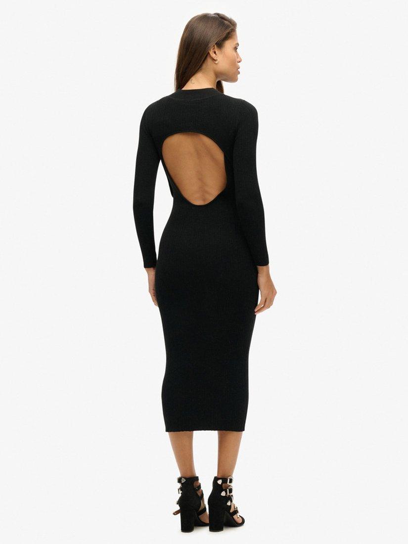 Product image 2 of 4, which shows Superdry Backless Bodycon Midi Dress, Black, 8