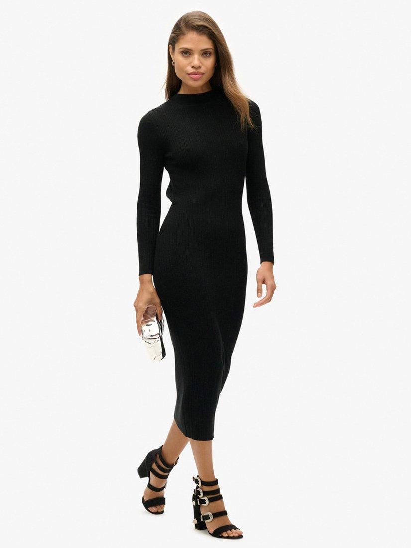 Product image 3 of 4, which shows Superdry Backless Bodycon Midi Dress, Black, 8
