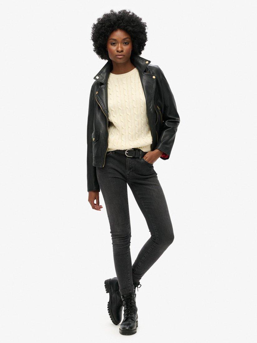 Product image 3 of 5, which shows Superdry Slouchy Cable Knit Pure Organic Cotton Jumper, Off White, 8
