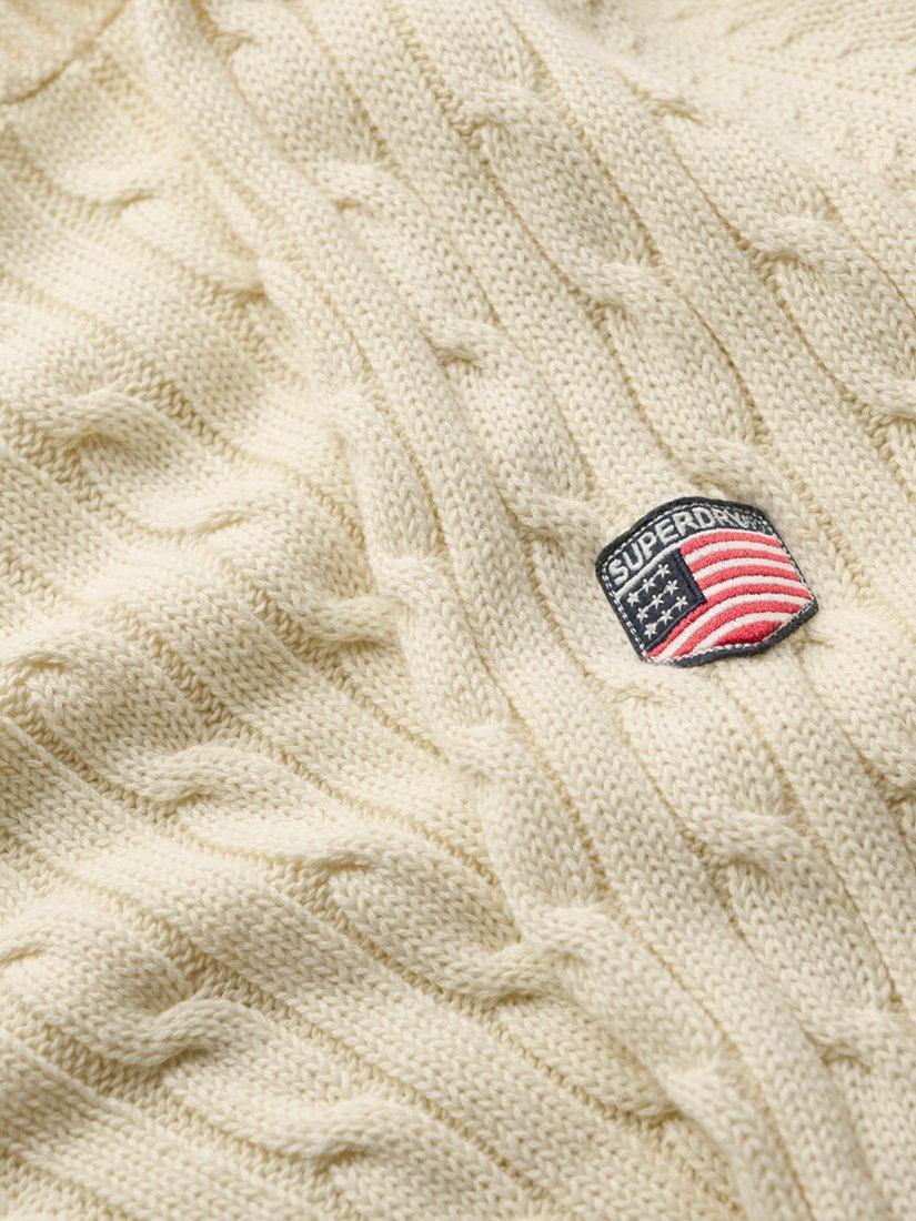Product image 5 of 5, which shows Superdry Slouchy Cable Knit Pure Organic Cotton Jumper, Off White, 8