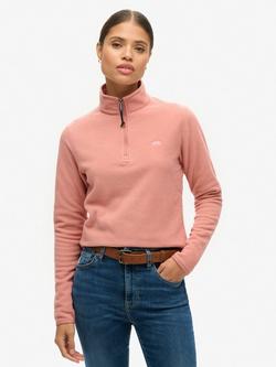 Superdry Polar Fleece Half Zip Jumper, Ash Rose