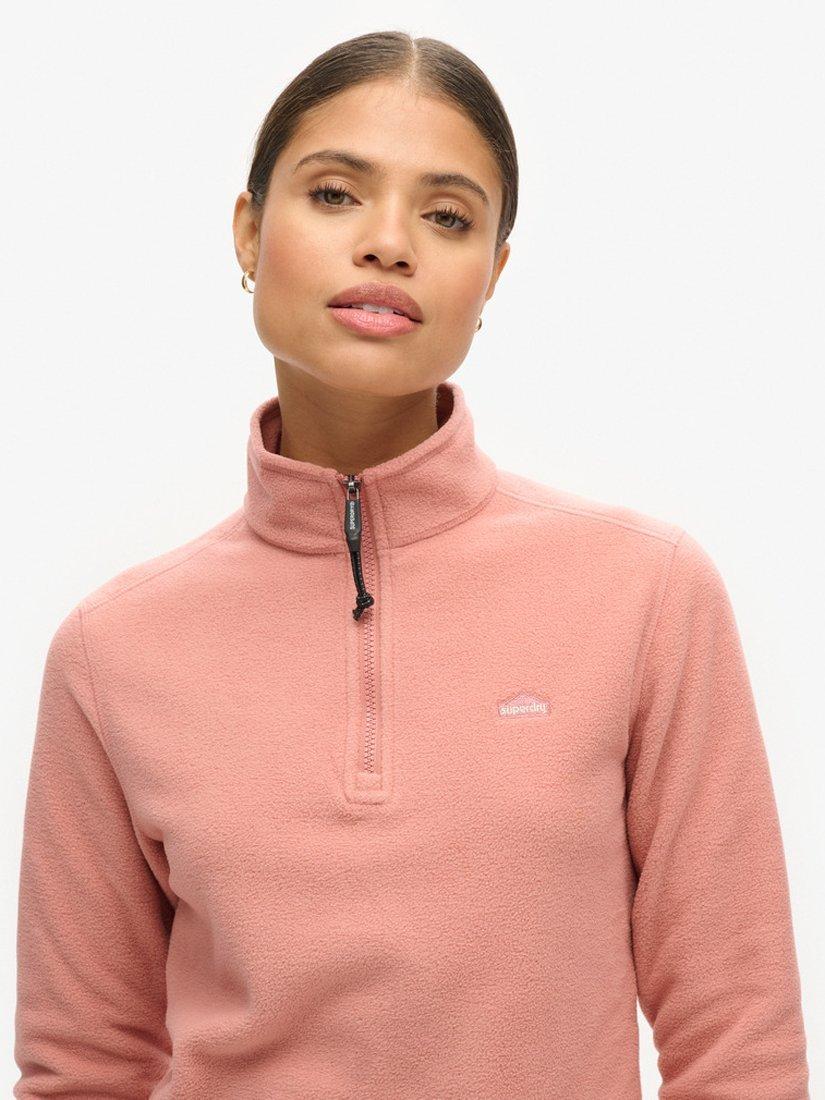 Product image 4 of 5, which shows Superdry Polar Fleece Half Zip Jumper, Ash Rose, 8