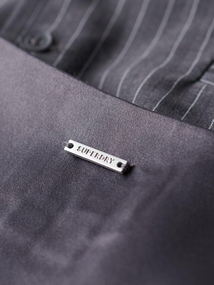Product image 6 of 6, which shows Superdry Pinstripe Satin Back Waistcoat, Charcoal, 8