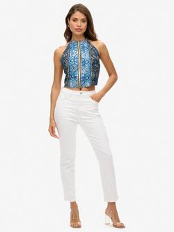 Superdry St Tropez Paisley Halter Top, Navy - view 2, Navy