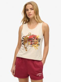 Superdry Vintage Logo Tokyo Scoop Neck Tank Top, Pumice Stone, Pumice Stone