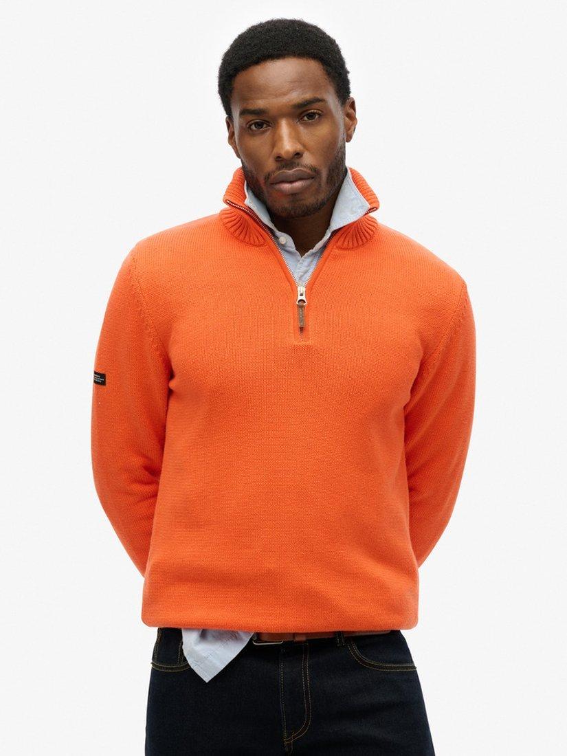Superdry Cotton Classics Knit Henley Jumper, Orange