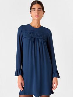 Whistles Jemma Ruched Panel Mini Dress, Blue, Blue