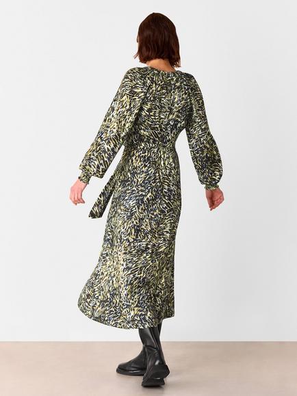 Whistles Marlow Leopard Swirl Dress, Khaki/Multi - view 2, Khaki/Multi