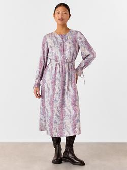 Whistles Petite Mottled Snake Print Dress, Multi, Multi