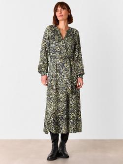 Whistles Petite Marlow Leopard Swirl Dress containing LENZING™ ECOVERO™ Viscose, Khaki/Multi