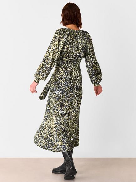 Whistles Petite Marlow Leopard Swirl Dress containing LENZING™ ECOVERO™ Viscose - view 2, Khaki/Multi