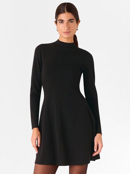 Whistles Sophie Flippy Knitted Dress, Black, Black