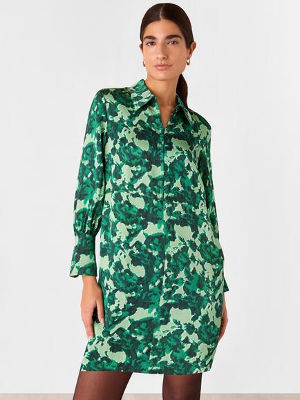 Whistles Spun Bouquet Mini Dress, Green/Multi, Green/Multi
