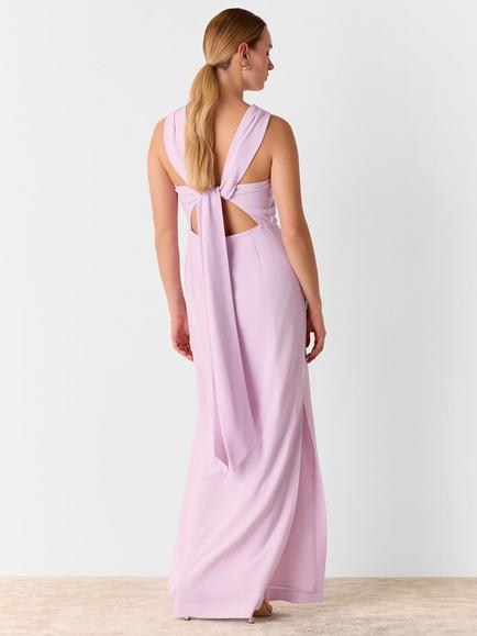 Whistles Tie Back Maxi Dress, Lilac - view 2, Lilac
