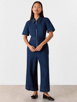 Whistles Petite Denim Pintuck Jumpsuit, Denim, Denim