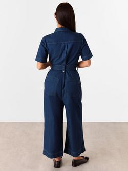 Whistles Petite Denim Pintuck Jumpsuit, Denim - view 2, Denim