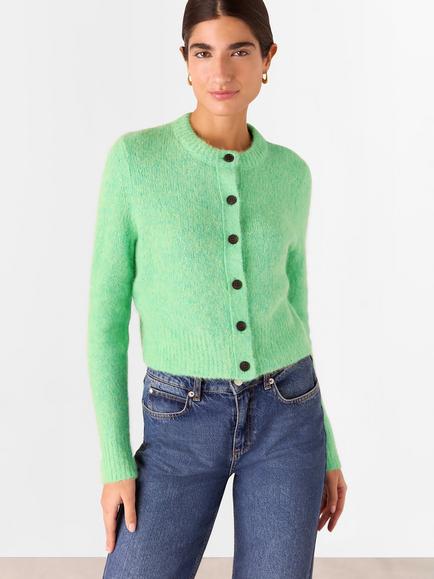 Whistles Chunky Knit Cardigan, Green, Green