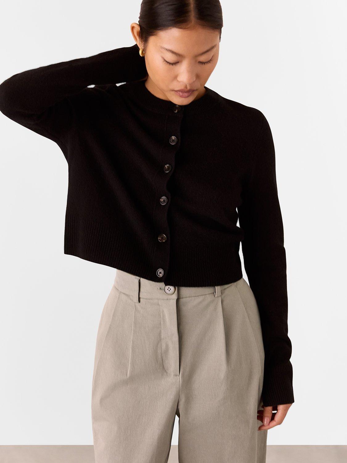 Product image 3 of 6, which shows Whistles Petite Bethany Barrel Leg Trousers, Taupe, 6