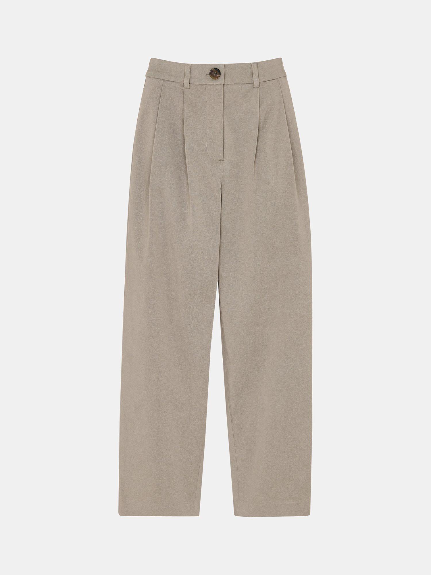 Product image 6 of 6, which shows Whistles Petite Bethany Barrel Leg Trousers, Taupe, 6
