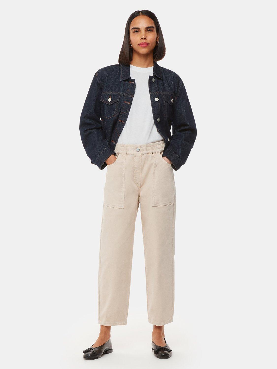 Product image 1 of 6, which shows Whistles Petite Tessa Trousers, Beige, 6